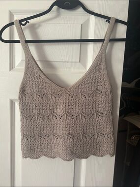 BE COOL Taupe Crochet Knit Camisole